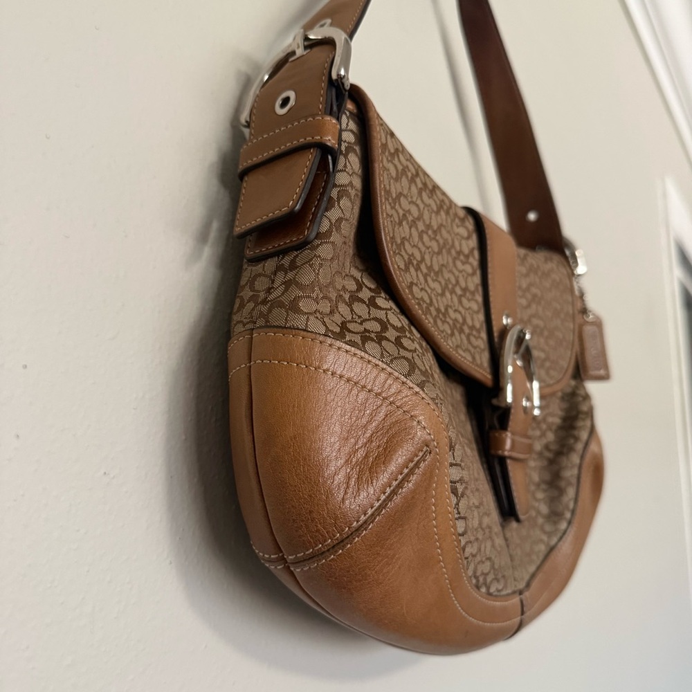 Coach 6808 Vintage Soho Tan Leather and Signature C Canvas Shoulder Tote Bag - Picture 4 of 16